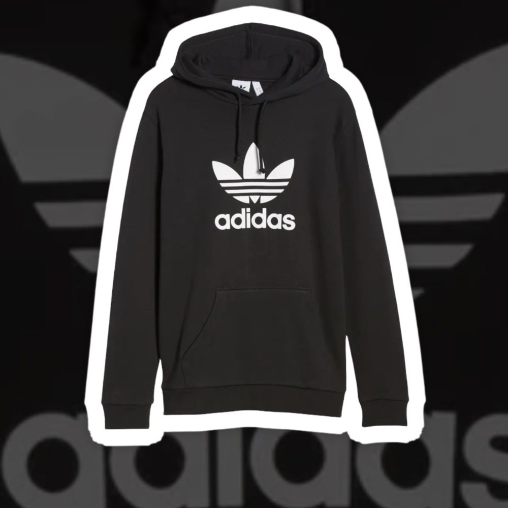 NWT, Classic Trefoil Adidas blk hoodie logo!